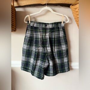 Vintage Y2K 90s 2000s Wool High Waisted Plaid Tartan Shorts Plaid Pleated
